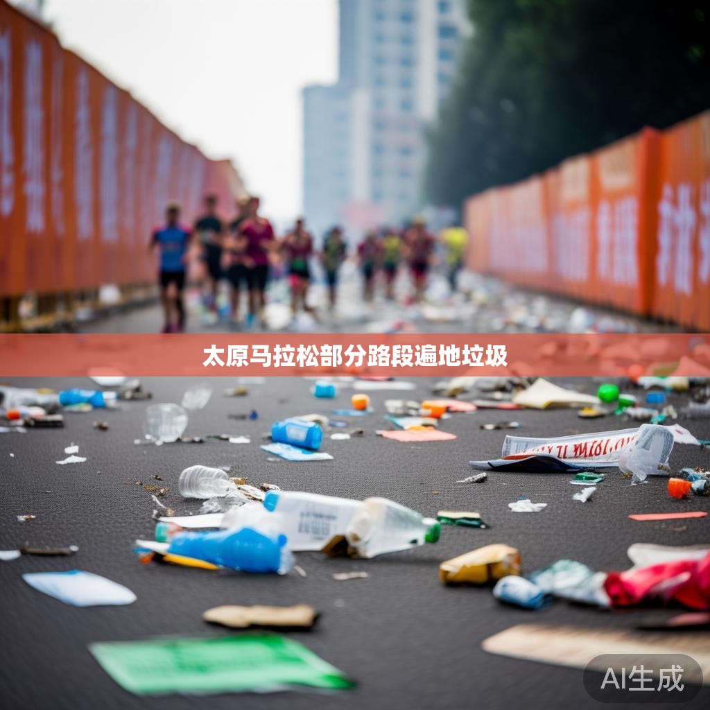 太原马拉松部分路段遍地垃圾