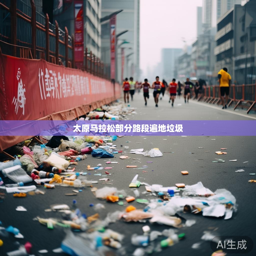 太原马拉松部分路段遍地垃圾